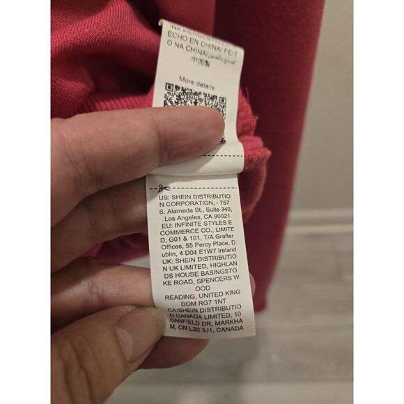 SHEIN Women's Cropped Mock Neck Sweatshirt Magenta Pink Boston Embossed Top NWT - Picture 7 of 8